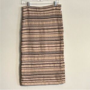 Ralph Lauren Tan and Black Patterned Midi Skirt